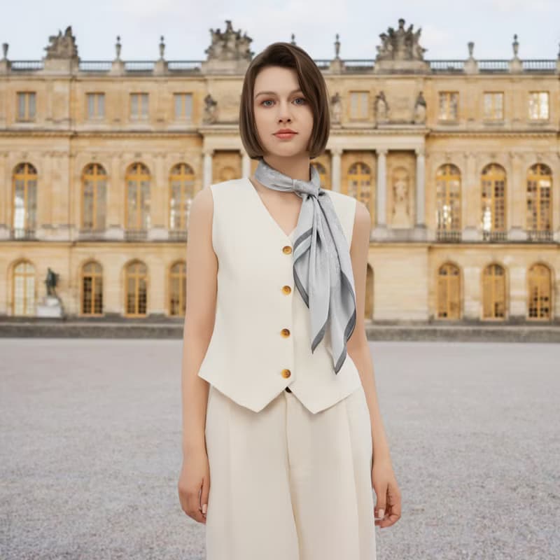 凡爾賽茹 海底宮殿 灰色 大方巾絲巾90厘米 Jardin Des Fontaines