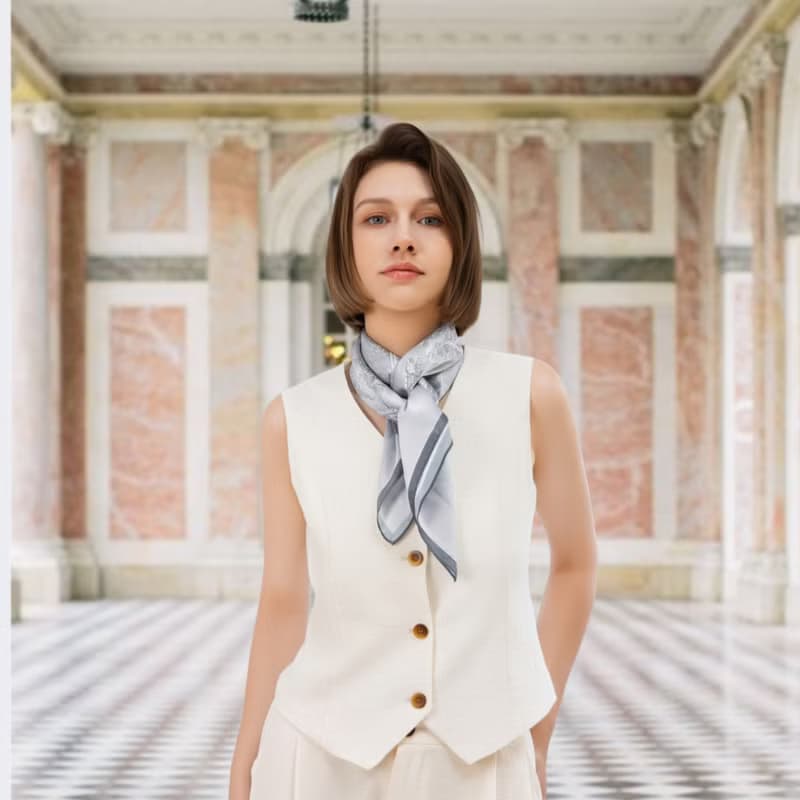 凡爾賽茹 海底宮殿 灰色 大方巾絲巾90厘米 Jardin Des Fontaines