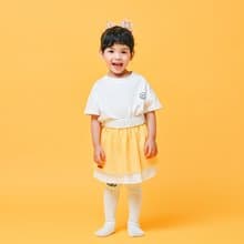 格格短裙-手作童裝短裙 軟格紋蕾絲小圓裙 雷斯澎澎紗 夏日雛菊黃