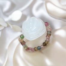 冰種白翡翡翠花花碧璽戒指  | 天然緬甸玉A貨翡翠 | 送禮