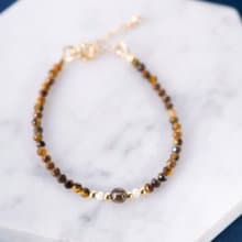 虎眼石茶晶14KGF手鍊