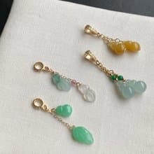 天然緬甸玉翡翠項鍊 美國14K包金項鍊 玉葫蘆 玉葉