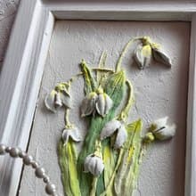 White flowers painting 3d floral art flowers painting sculpture painting