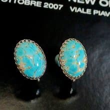 vintage jewelry  典雅仿綠松石 夾式耳環