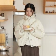 短款圍巾羽絨服|外套|兩色|冬款|Sora-1705