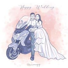 【婚禮似顏繪-撞色】 雙人似顏繪 |婚禮插畫 | 情人節 |電子檔