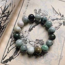 春相續。天然緬甸翡翠12mm手鏈 老料玉石禮物平安
