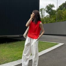 3rd 三天堂日本棉麻橘紅色小背心 japanese cotton linen tank