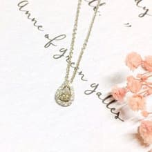 【Jewelry Ya 茱麗葉】梨型 (水滴式) 鑽石 白金套鍊