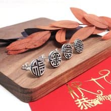 福祿壽喜 喜氣吉祥 925純銀耳環(單支)