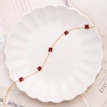 愛情 x 石榴石 誕生石 黃銅鍍18K【初見花語】手鍊