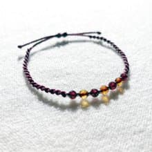 January birthstone garnet amber gemstone macrame knot bracelet