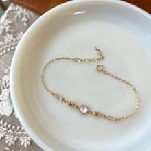 14K包金 月光石綴香檳金鋯石手鍊 14kgf