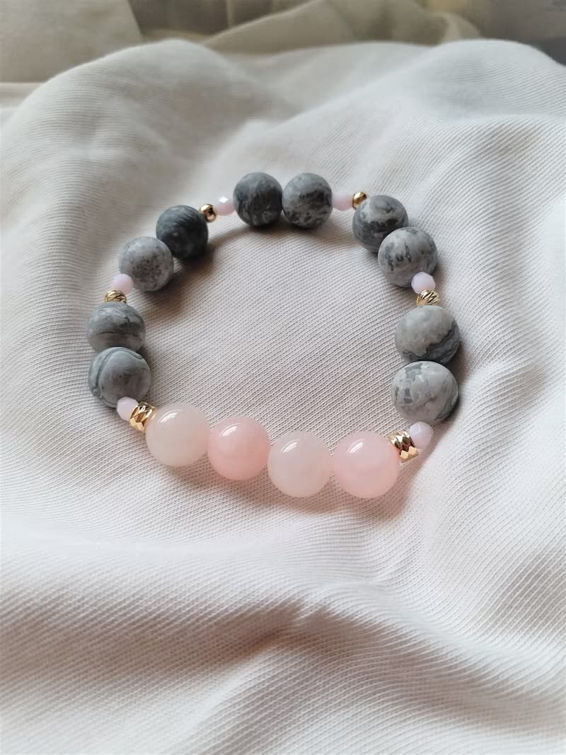 粉晶│網絡石│14K金珠│捷克手工石│水晶 手鍊 │情人節 禮物