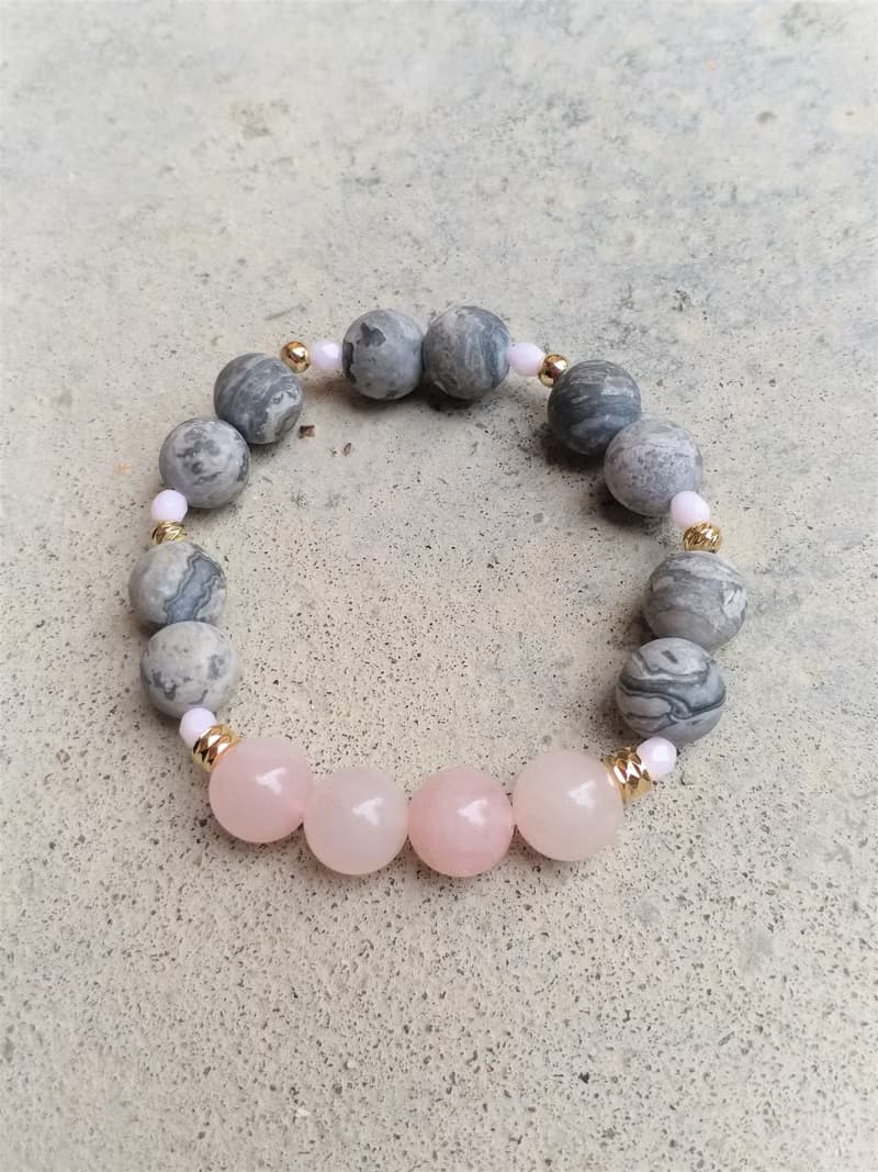 粉晶│網絡石│14K金珠│捷克手工石│水晶 手鍊 │情人節 禮物