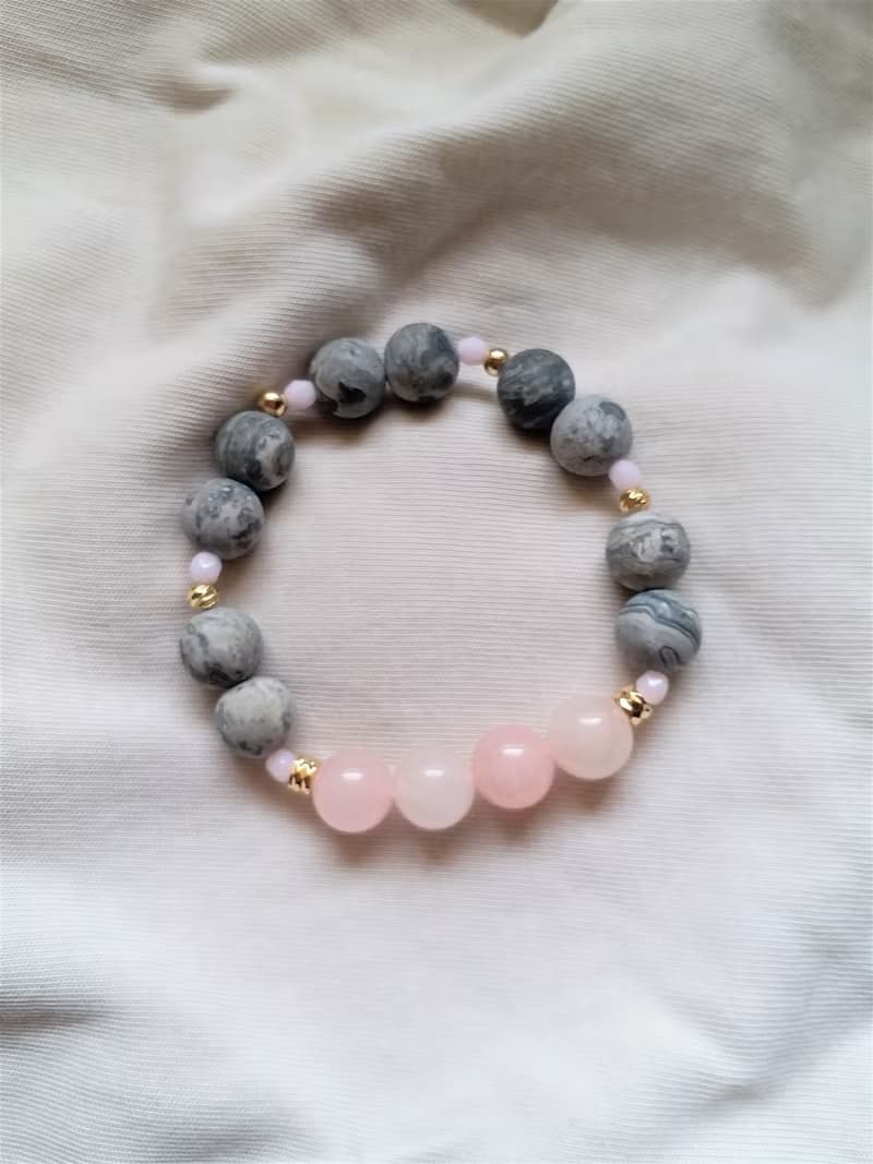 粉晶│網絡石│14K金珠│捷克手工石│水晶 手鍊 │情人節 禮物