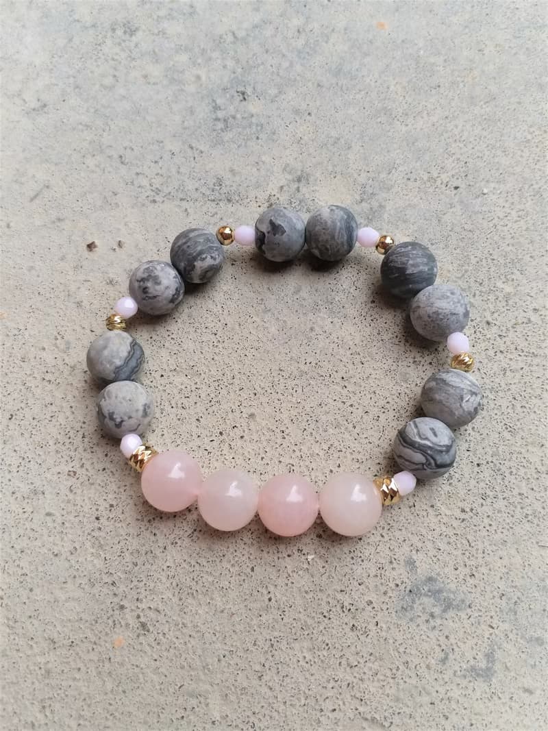 粉晶│網絡石│14K金珠│捷克手工石│水晶 手鍊 │情人節 禮物