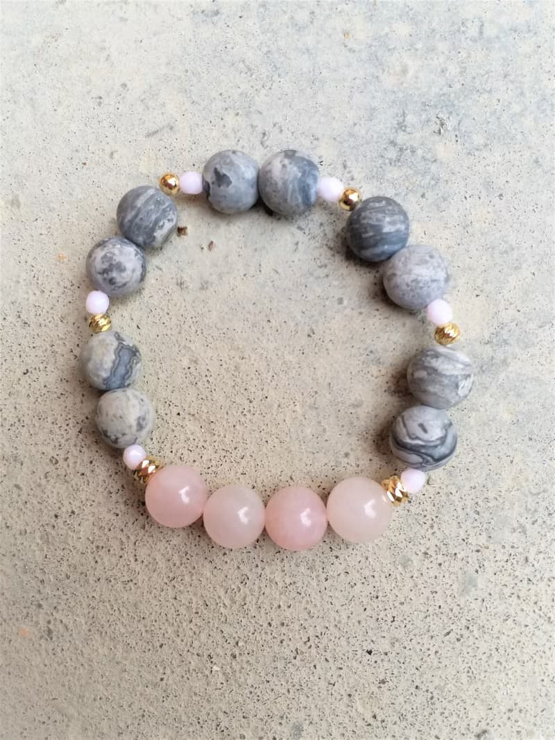 粉晶│網絡石│14K金珠│捷克手工石│水晶 手鍊 │情人節 禮物