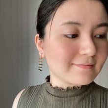 14KGF 碧璽 橙漸變色 耳環 / 獨一無二 / 耳夾 / 十月誕生石