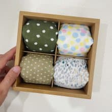 四入圍兜禮盒・日式印花・收涎・滿月・彌月禮盒