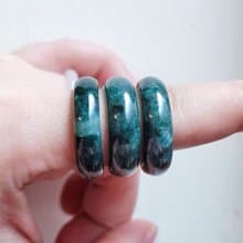 【親翠】天然翡翠 糯滿色俄料墨綠手指鐲戒圈 | 色美視覺感強