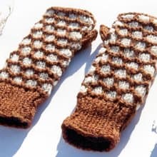 手織純羊毛針織手套/露趾手套/內刷毛手套/保暖手套-北歐焦糖咖啡