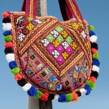 手工刺繡斜背包 民族風包 側背包 肩背包 手工包 刺繡包-沙漠鏡面