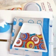 【九谷燒】青郊窯富士山造型盤-日本傘