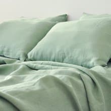 Sage green linen sheet set / Flat+fitted sheet+2 pillowcases/Green bedding