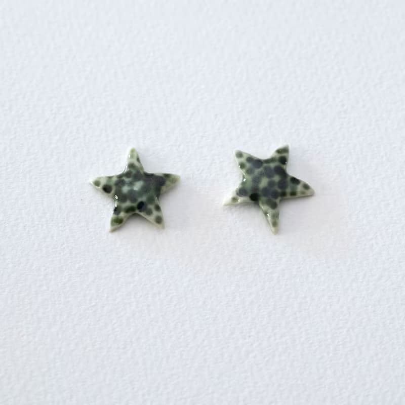 瓷器耳環  點點星耳針一對