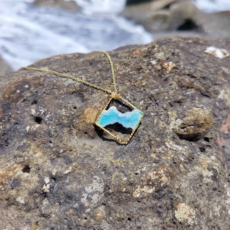 相框下的海浪 項鍊 藍色 台東藍