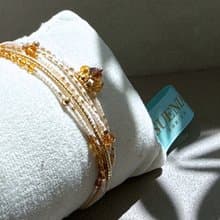 琥珀銀河 編織手環 (珍珠白)  手工 手鍊 多圈手鍊 疊搭手鍊 手環