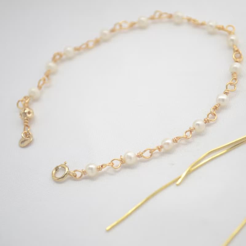 珍珠/簍空轉運珠/14KGF手鍊