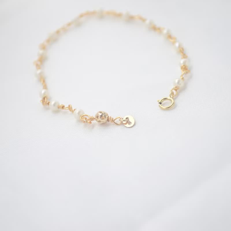 珍珠/簍空轉運珠/14KGF手鍊