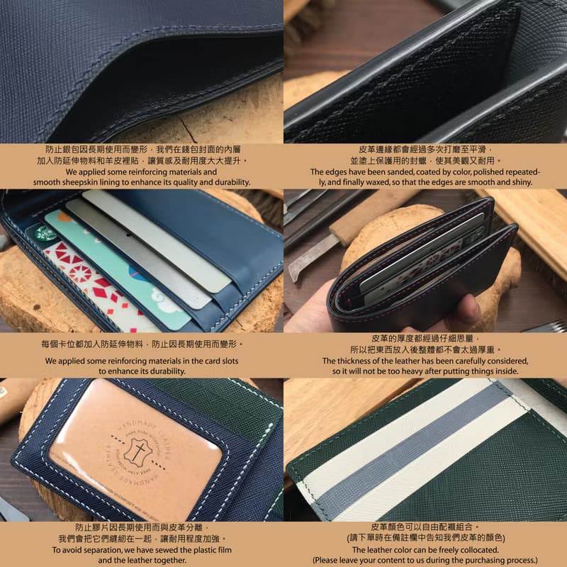 【短錢包】黑色磨砂牛皮/經典兩摺皮夾/男女適用款/手工製