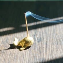 【溪山手作】手工黃銅海豚香插萌物 茶寵擺件小雕塑