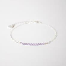 簡約淡紫色紫水晶配925銀手鍊 // 二月份生日石