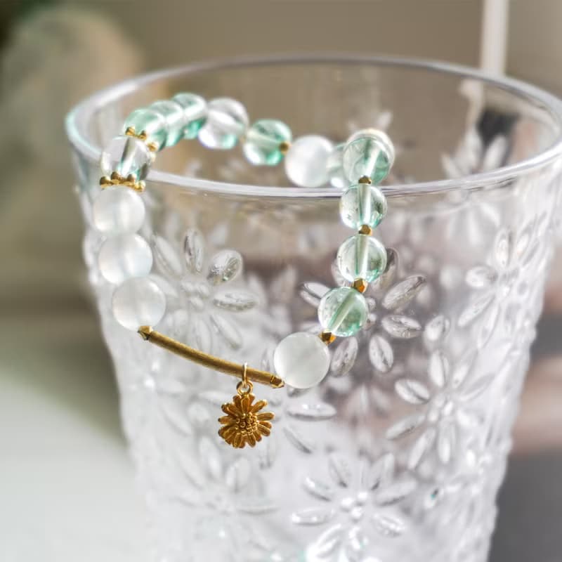 綠螢石 貓眼石 白水晶 水晶 手鏈 手鍊 靈性 淨化 心靈 百日草