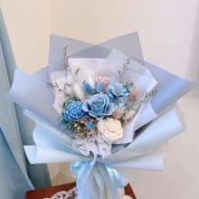 沁藍森林系永生花束  畢業花束 情人節 送禮 生日禮 告
