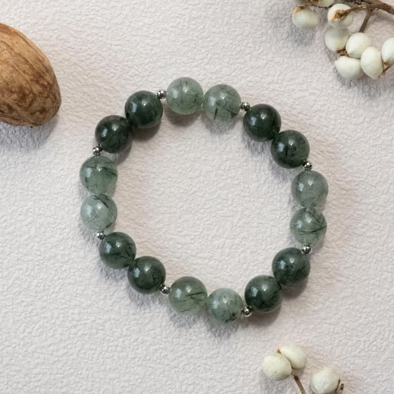 深淺碰撞丨奶油體綠髮晶丨天然礦石水晶手鍊手串閨蜜女生生日禮物