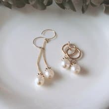 純真的心 8mm珍珠耳環 戴了小帽子 可改夾式 垂墜長度可訂製