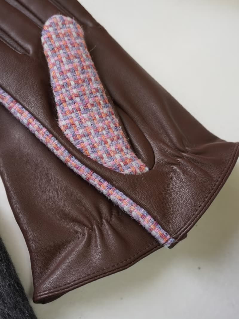 Harris tweed秋冬保暖男女情侶哈裡斯粗花呢英倫羊毛真皮觸屏手套