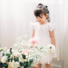 檬果禮服訂製-Aurelia-花園精靈小澎袖手工禮服 花童服 三色腰帶