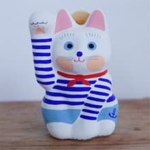招き猫　マリンルック　右手招き