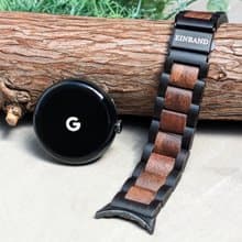 【木製バンド】EINBAND Google Pixel Watch 天然木 木のベルト【エボニーウッド×クルミ】