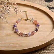 【神山晶礦】超七手鍊/紫水晶/草莓/紅髮晶/鈦金/珍珠