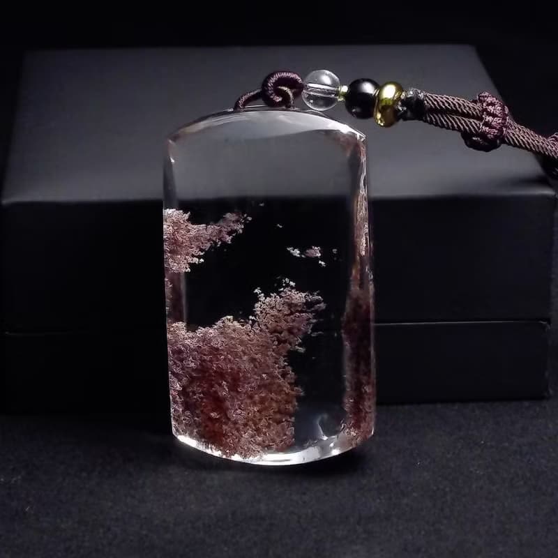 紅霞之境 藏於水晶的紅色雲海 幽靈項鍊吊墜 PN0002