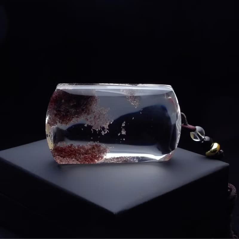 紅霞之境 藏於水晶的紅色雲海 幽靈項鍊吊墜 PN0002