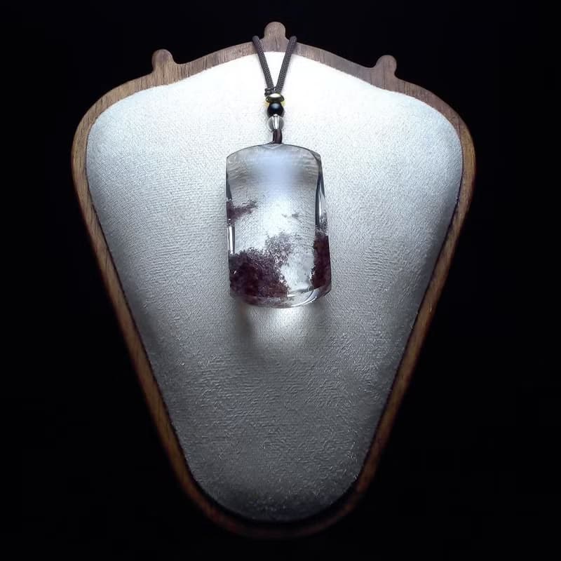 紅霞之境 藏於水晶的紅色雲海 幽靈項鍊吊墜 PN0002