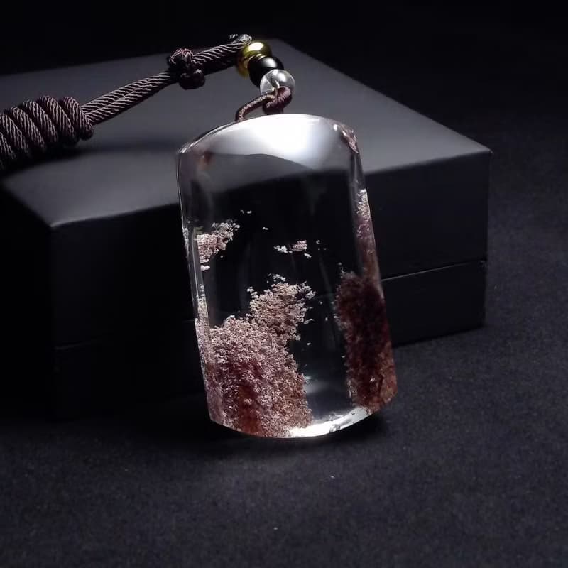 紅霞之境 藏於水晶的紅色雲海 幽靈項鍊吊墜 PN0002